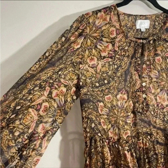 Jade by Johnny Was silk chiffon Midi Jolene dress Small - Picture 6 of 10